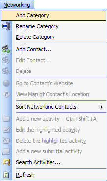 Networking categories menu